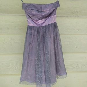 Strapless Lace Purple Dress